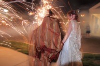 Bride and Groom and Fireworks